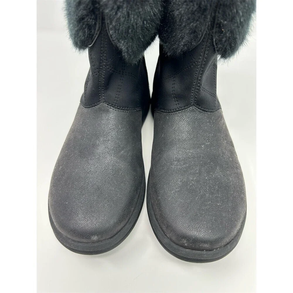 Clarks Cloudsteppers Cabrini Reef Black Faux Fur Cuff Ankle Booties Size 9